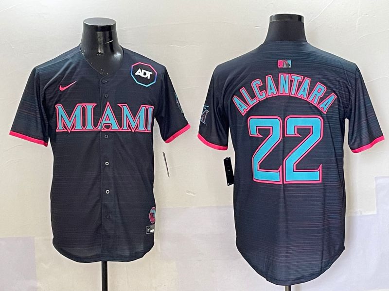 Men 2025 Miami Marlins #22 Alcantara Black Joint Name Nike MLB Jersey style 7->miami marlins->MLB Jersey